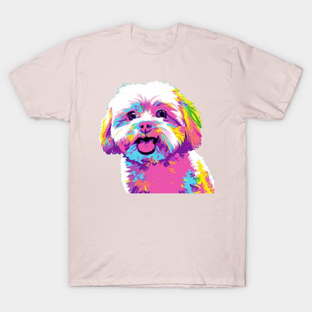 Maltese Pop Art - Dog Lover Gifts T-Shirt by PawPopArt